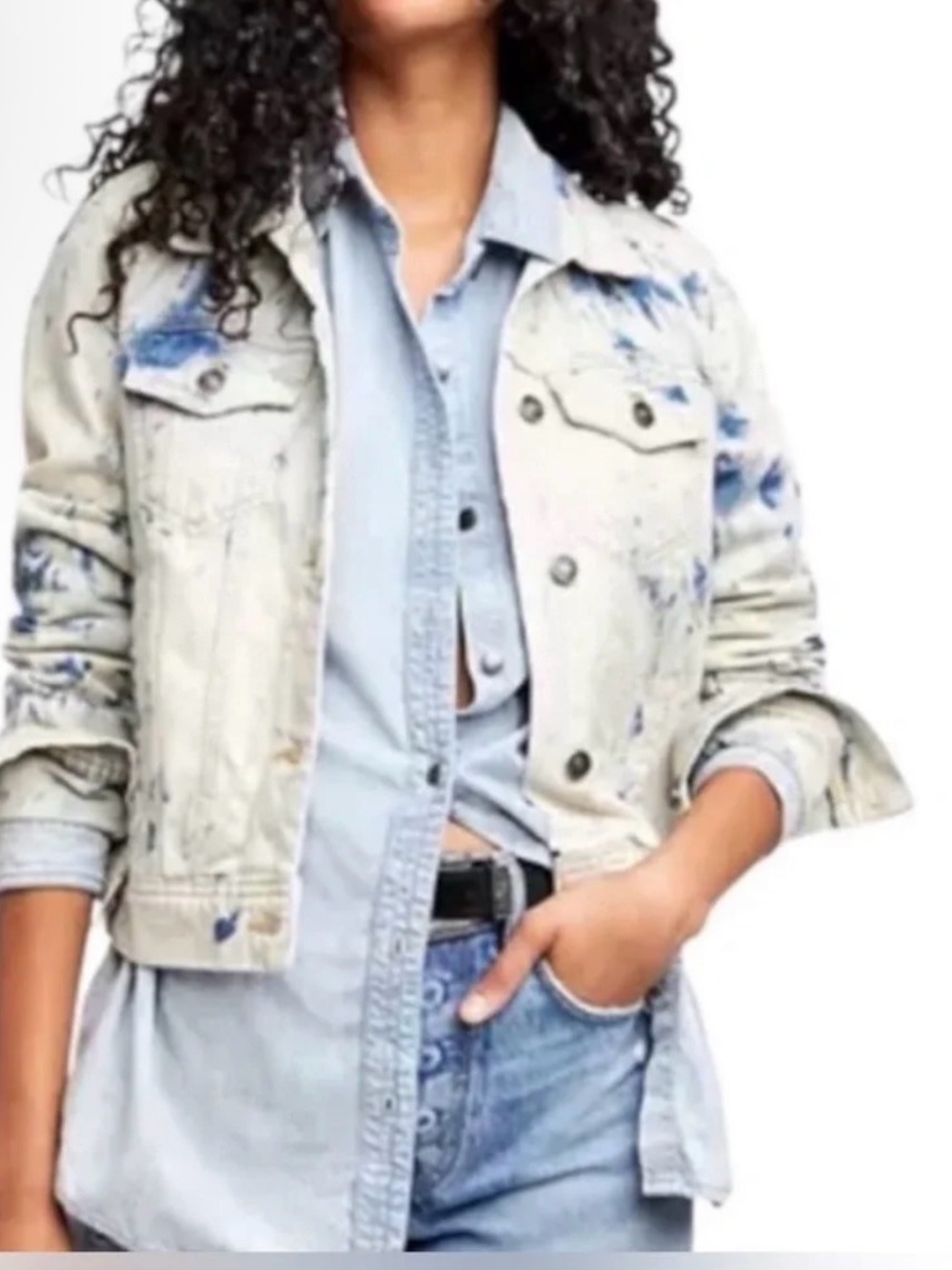 Free People Tye Dye Acid Wash Jean jacket size S